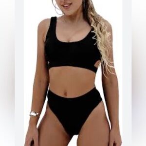 Women’s swimwear Bathing Suit Black Two‎ Piece Bikini Swimsuit NWT Size S